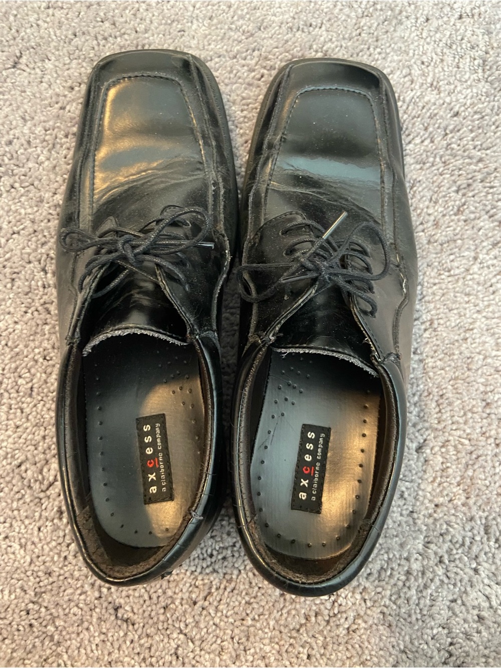 Axcess Black Men's Lace-Up Square-Toe Dress Shoes 10